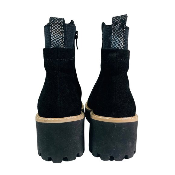 Santorini Size 7 NEW Black Suede Chunky Lug‑Sole Ankle Boots w/ Side Zip - Picture 3 of 9